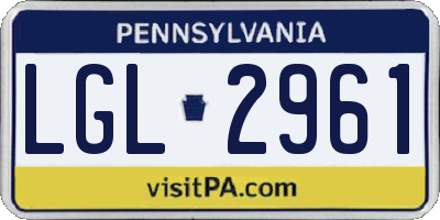 PA license plate LGL2961