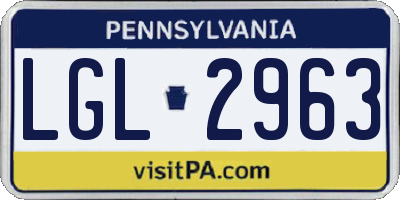 PA license plate LGL2963