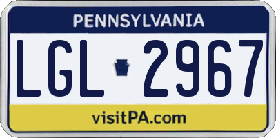 PA license plate LGL2967