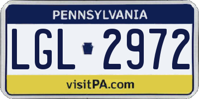PA license plate LGL2972