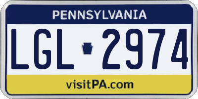 PA license plate LGL2974