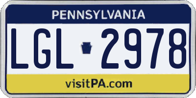 PA license plate LGL2978