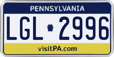 PA license plate LGL2996