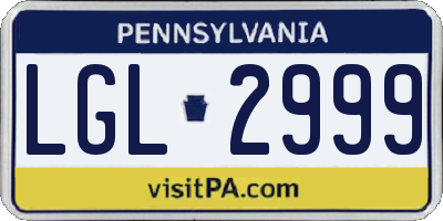 PA license plate LGL2999