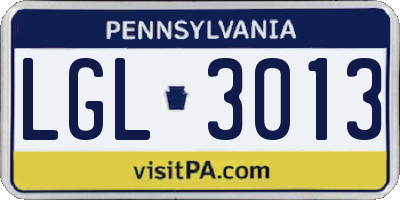 PA license plate LGL3013