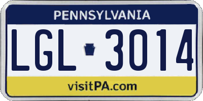 PA license plate LGL3014