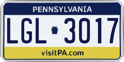 PA license plate LGL3017