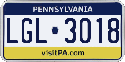 PA license plate LGL3018