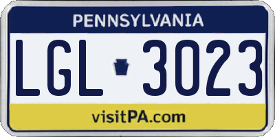PA license plate LGL3023