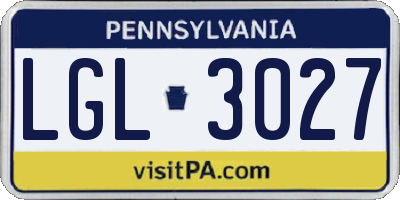 PA license plate LGL3027