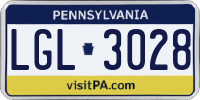 PA license plate LGL3028