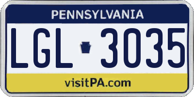 PA license plate LGL3035