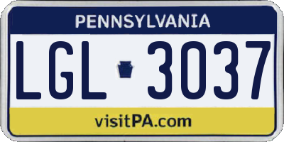 PA license plate LGL3037