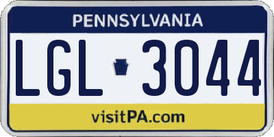 PA license plate LGL3044