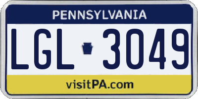 PA license plate LGL3049