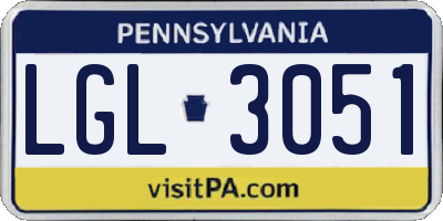 PA license plate LGL3051