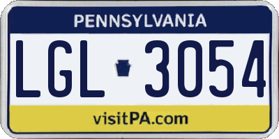 PA license plate LGL3054