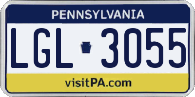 PA license plate LGL3055