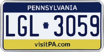 PA license plate LGL3059