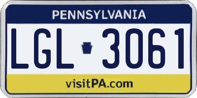 PA license plate LGL3061