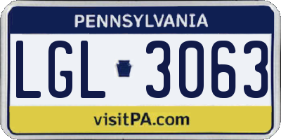 PA license plate LGL3063