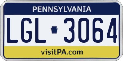 PA license plate LGL3064