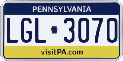 PA license plate LGL3070