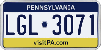 PA license plate LGL3071