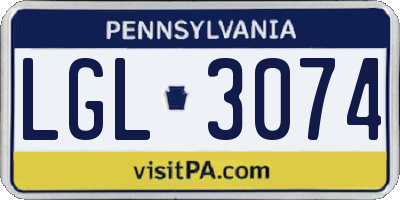 PA license plate LGL3074