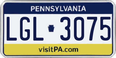PA license plate LGL3075