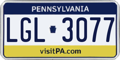 PA license plate LGL3077