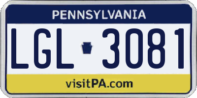 PA license plate LGL3081