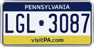PA license plate LGL3087