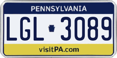 PA license plate LGL3089