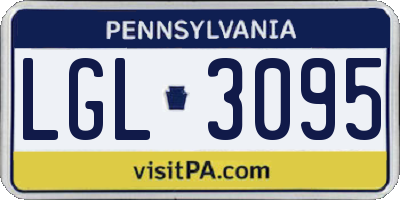 PA license plate LGL3095