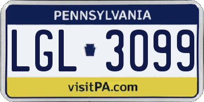 PA license plate LGL3099