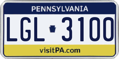PA license plate LGL3100