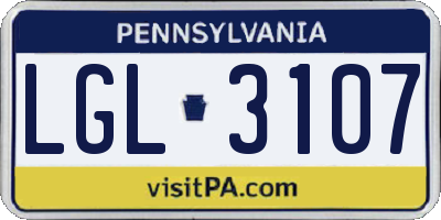 PA license plate LGL3107
