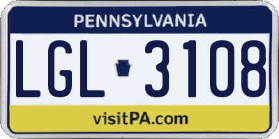 PA license plate LGL3108