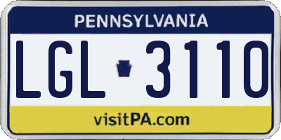 PA license plate LGL3110