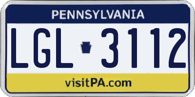 PA license plate LGL3112