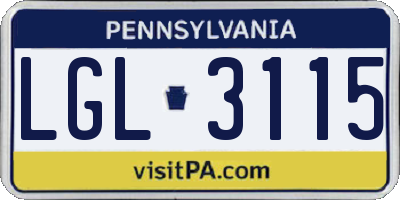 PA license plate LGL3115