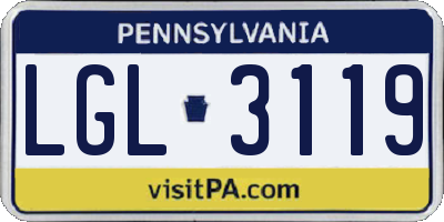 PA license plate LGL3119