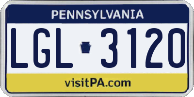 PA license plate LGL3120