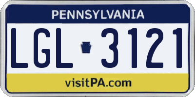 PA license plate LGL3121