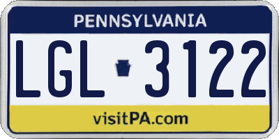 PA license plate LGL3122