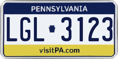 PA license plate LGL3123