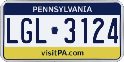 PA license plate LGL3124