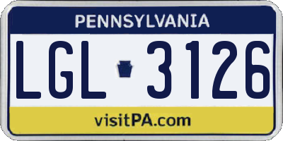 PA license plate LGL3126