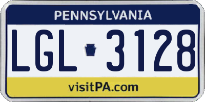 PA license plate LGL3128